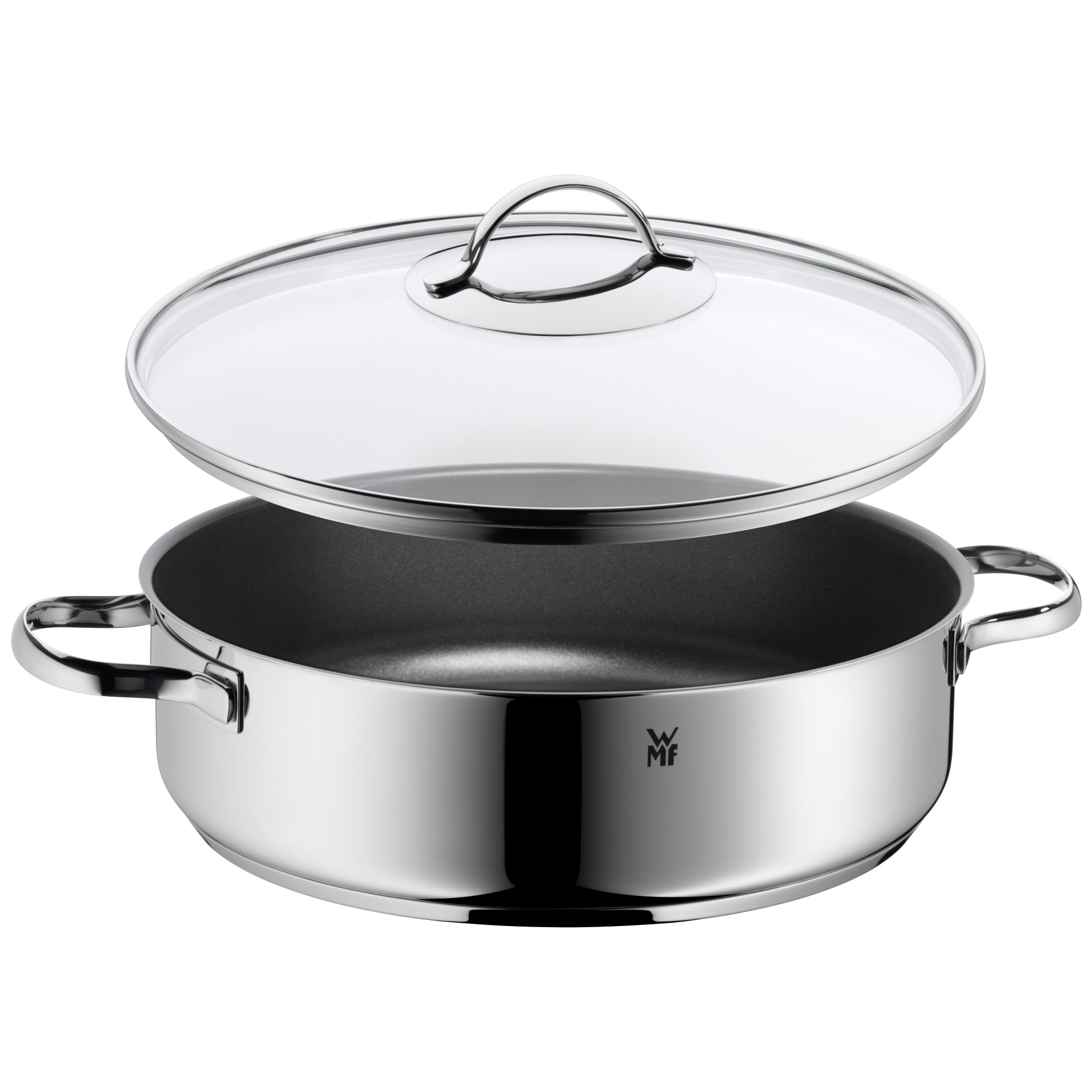 WMF non-stick stew pot serving pot for stew with glass lid 28 cm Stewing  pans Frying COOKING  BAKING 1a-Neuware Englisch