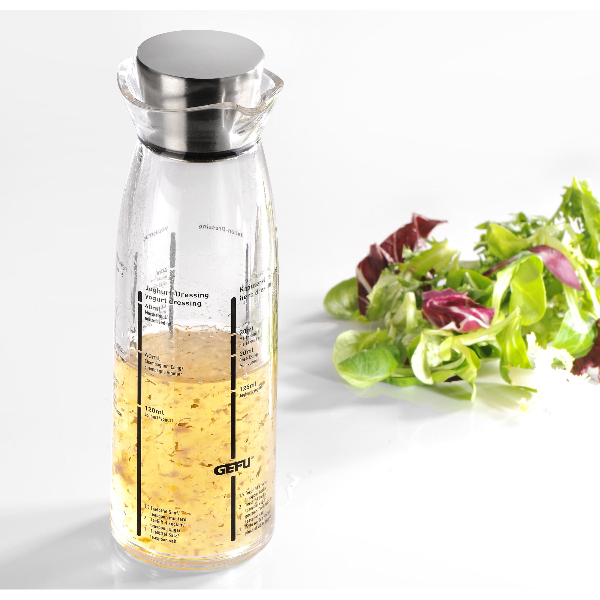 Salad Dressing Shaker: Premium Borosilicate Glass Bottle with