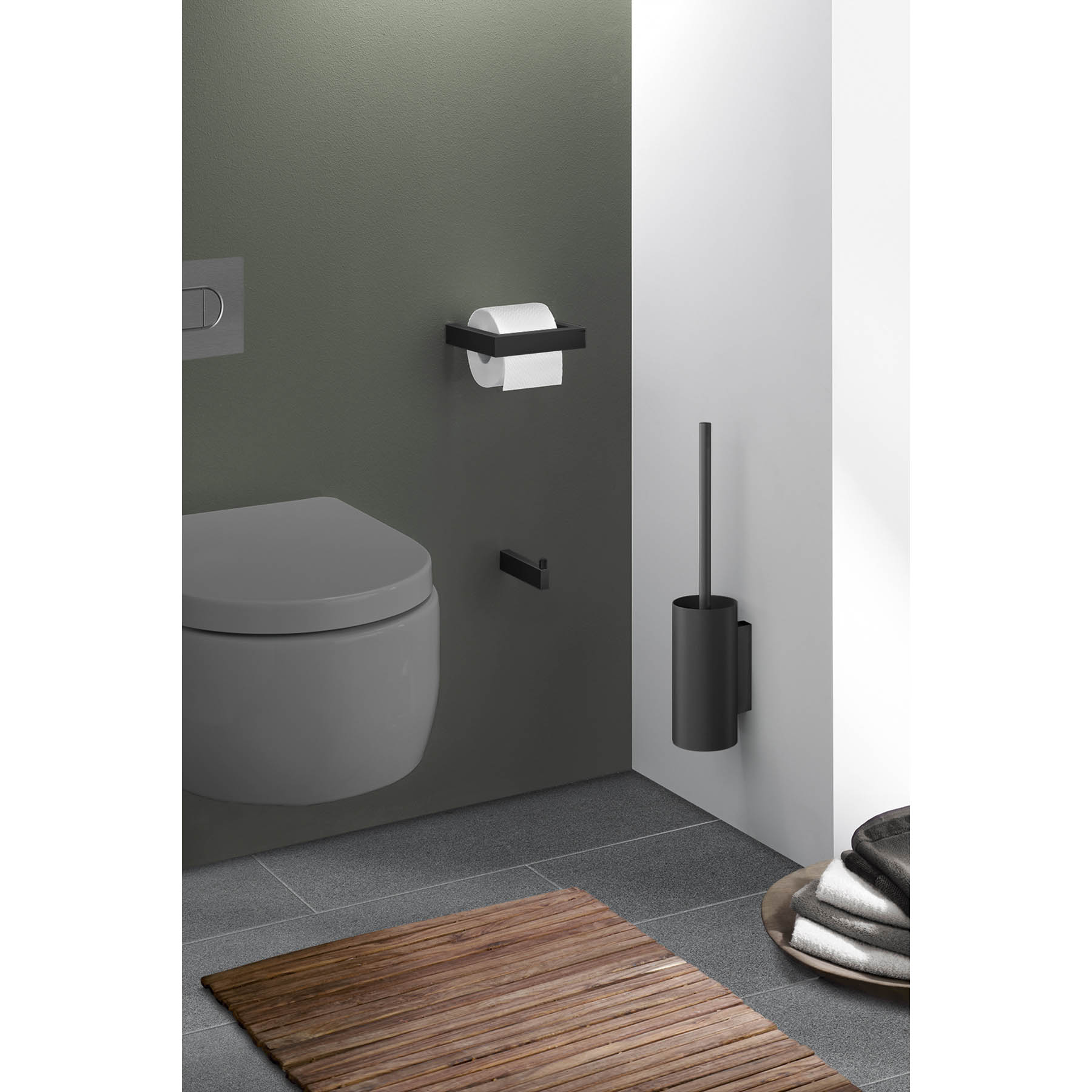 ZACK Toilettenbürste LINEA Edelstahl matt schwarz zur Wandmontage, Toilettenbürsten & Halter, Badaccessoires, WOHNEN & HAUSHALT