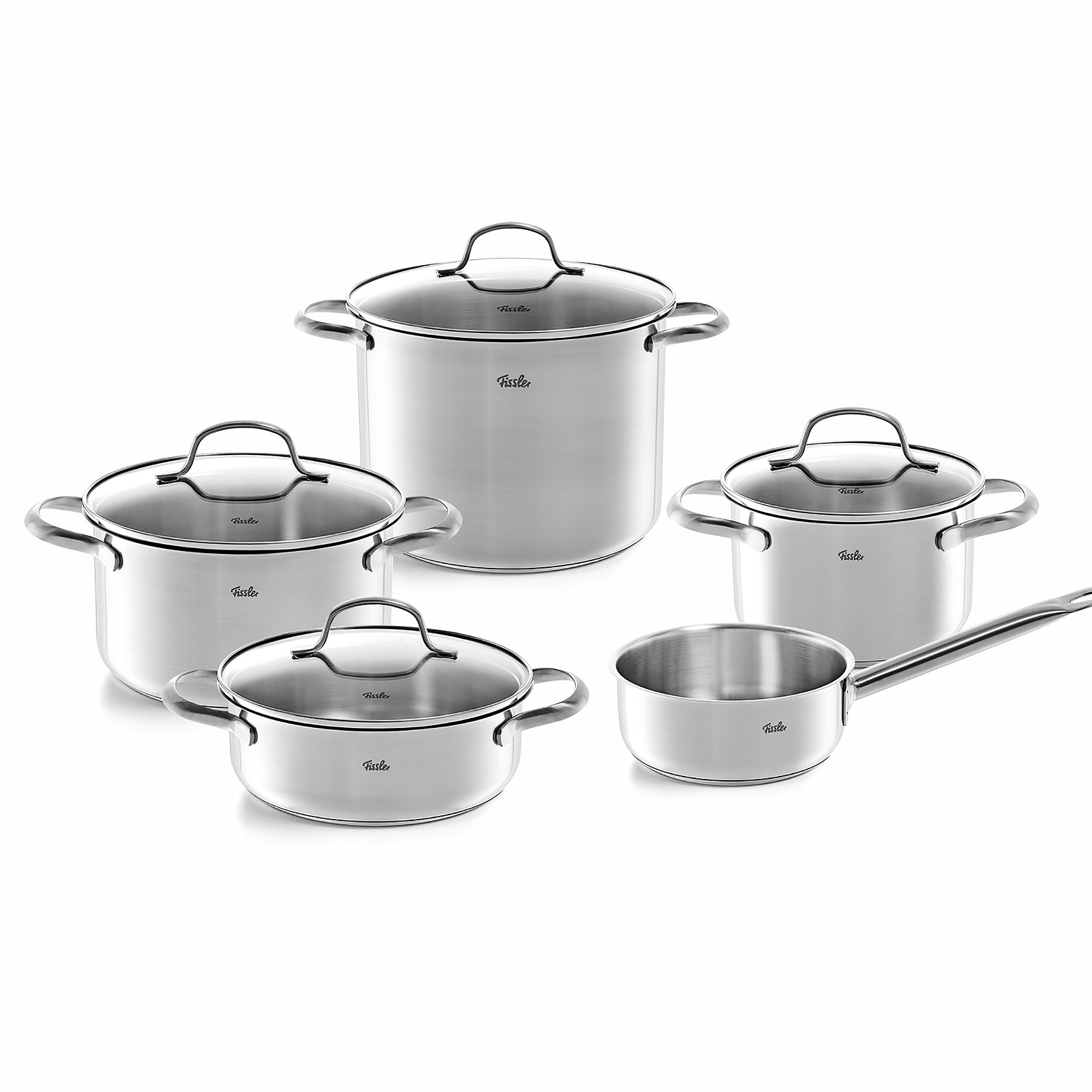 FISSLER SAN FRANCISCO 5-piece pot set lid with | set sets Englisch | Cookware | cookware Cooking COOKING | 1a-Neuware & BAKING INDUCTION glass