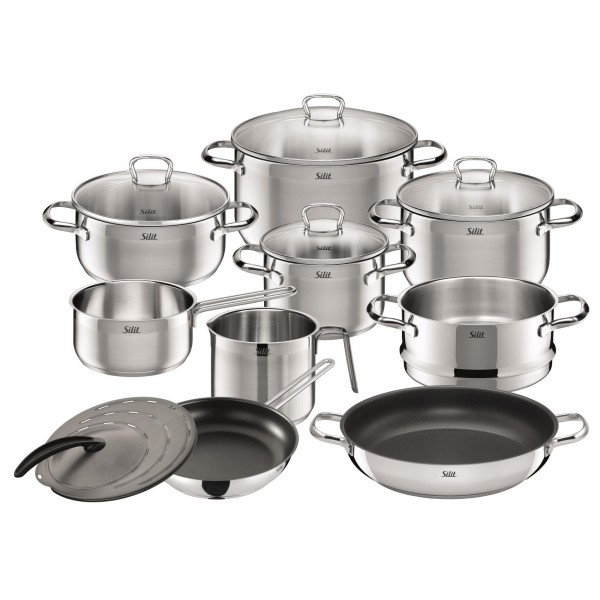 1a-Neuware & pieces BAKING | Cookware sets COOKING Toskana INDUCTION Cooking and 10 set splash guard pot with | pans Englisch | 2 | lid SILIT