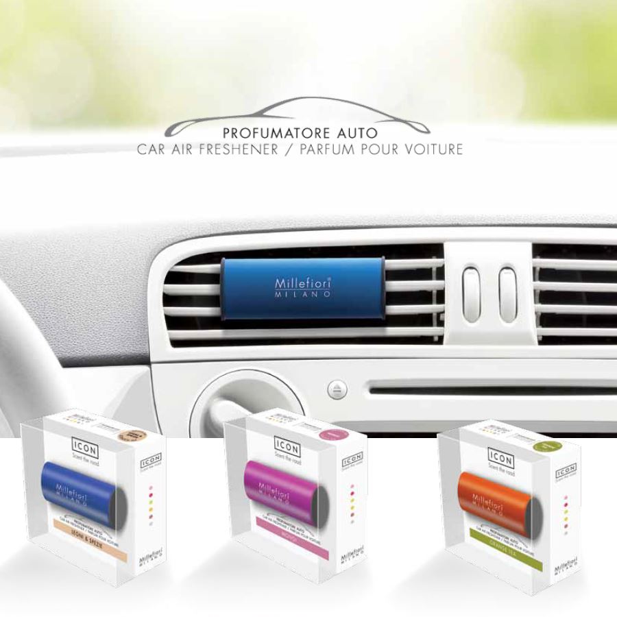 MILLEFIORI Autoduft Car Air Freshener Icon METALLO - BLU LUCIDO - OXYGEN, Autodüfte, Duftkerzen & Raumdüfte, WOHNEN & HAUSHALT